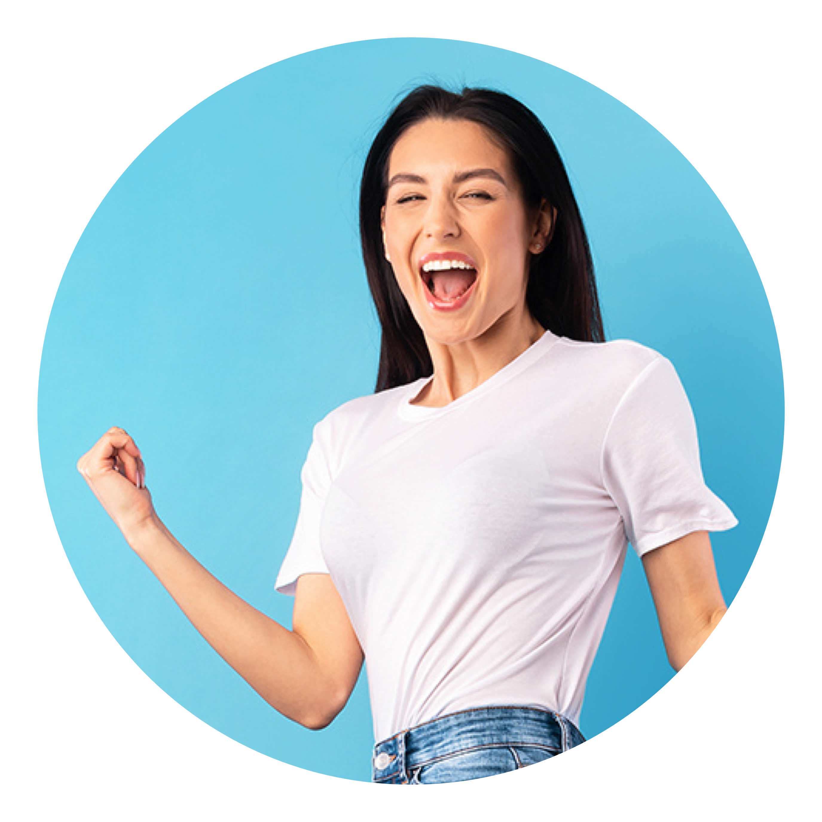 Good Vibes Woman Blue Good Vibes Excited Woman Blue